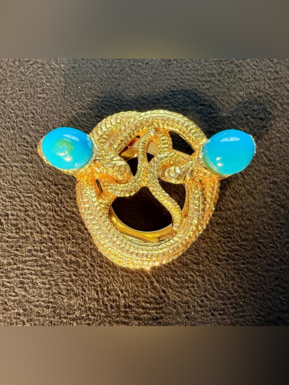 Rare Vintage Gold Tone Double Snake Brooch & Scarf/Dress Clip